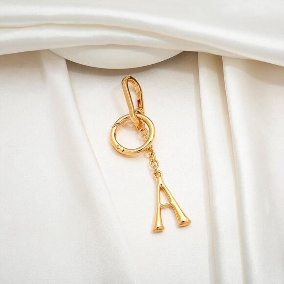 Gold Initial Keychain Personalized Gold Letter Charm for Bag Keys Women - Picture 4 of 7